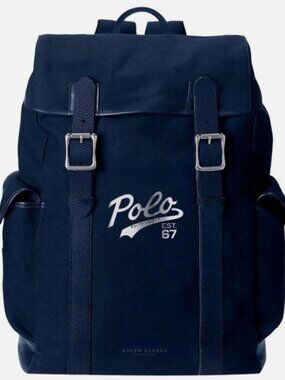 Polo Ralph Lauren Fragrances Polo 67 Gym Navy Blue Backpack Snap Closure NEW